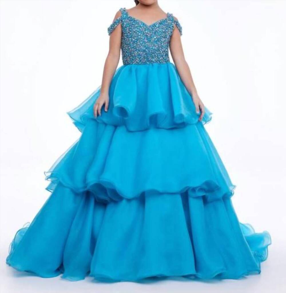 NEW ASHLEYLAUREN girl's a line dress in turquoise